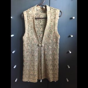 Vintage 60’s hand knit wool blend  vest cardigan.